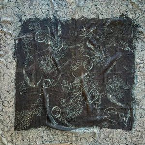 Authentic Alexander McQueen Graffiti Print Silk Scarf